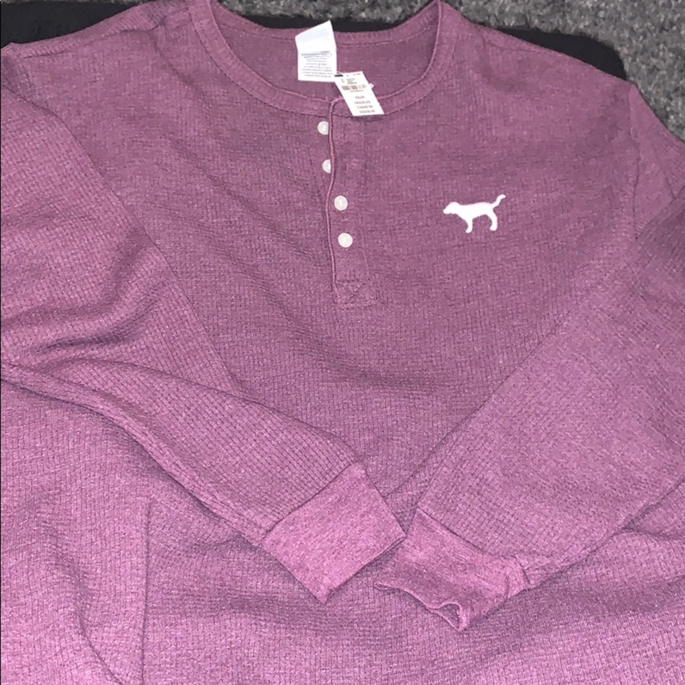 PINK Waffle Knit Pullover